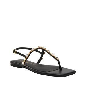 Katy Perry The Camie Gemstone Slingback Sandals Black/Gold Women's Size 7 NWT